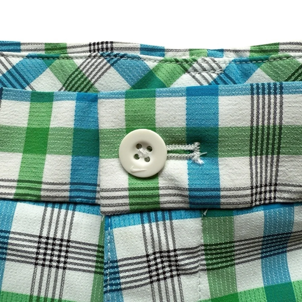 Nike Golf Men's Plaid Dri-Fit Checked Chino Shorts Size 32 M Green & Blue Casual - Picture 3 of 7